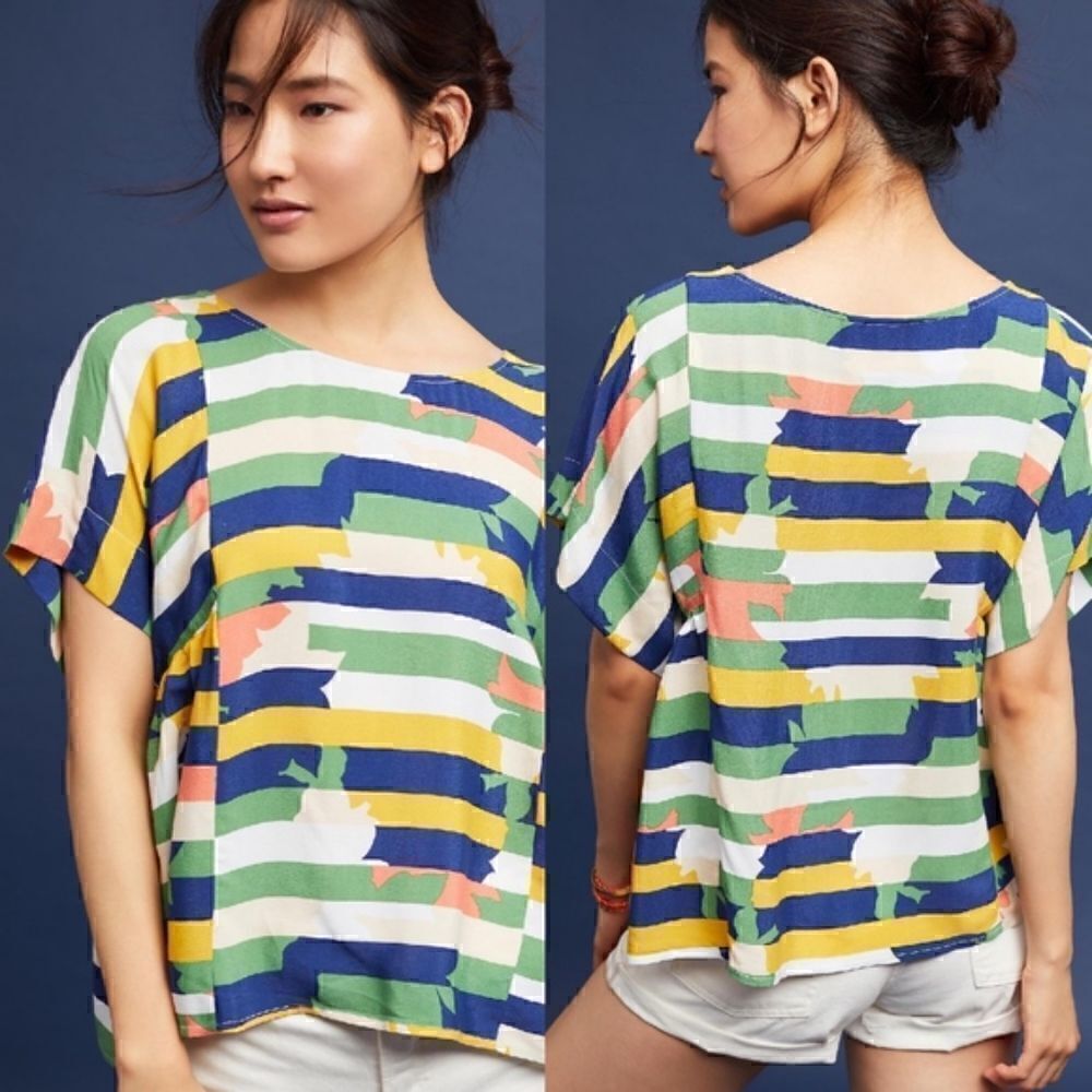Anthropologie Maeve Mila Top Striped Dolman Sleeve Small